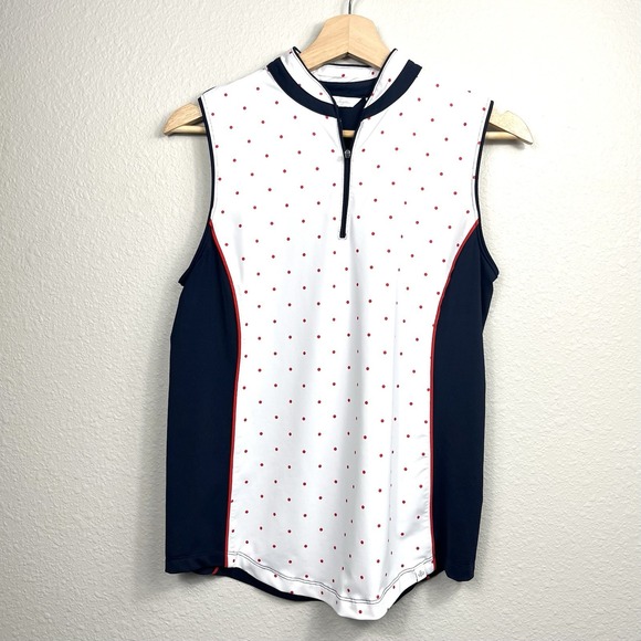 Lady Hagen Tops - Lady Hagen Womens Golf Tank Top Size Small Zip Pullover Polka Dot Pickleball